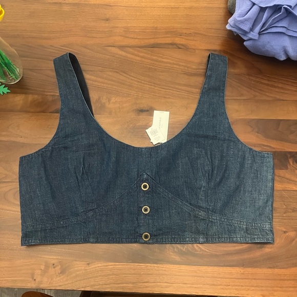 Banana Republic Tops - NWT Banana Republic Cropped Blue Denim Corset Size 16 Western Rodeo
Cowgirl